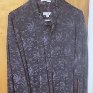 John Elliott Black and Gray Patterned Casual Shirt